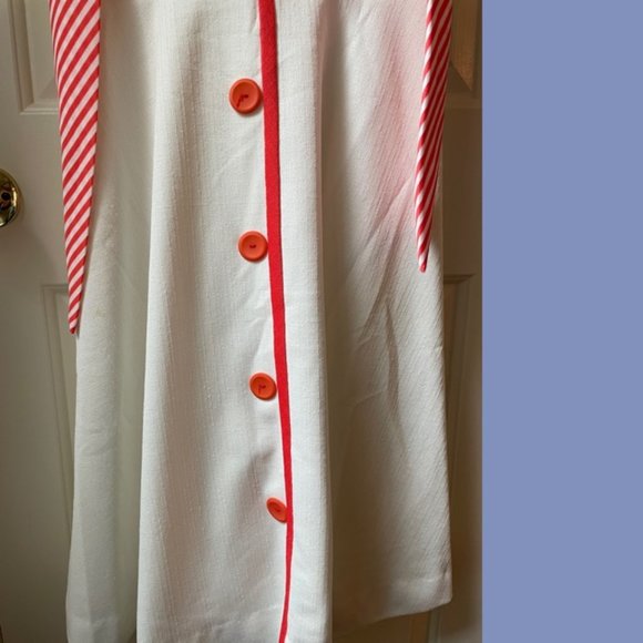 Vintage Bleeker Street Hot Coral and White Dress - Picture 5 of 10